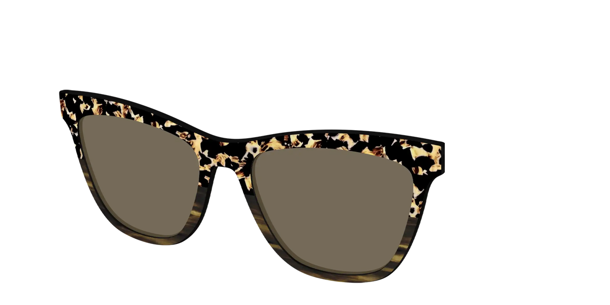 The Polarized Caramel Tortoise Horn Split Sun Top